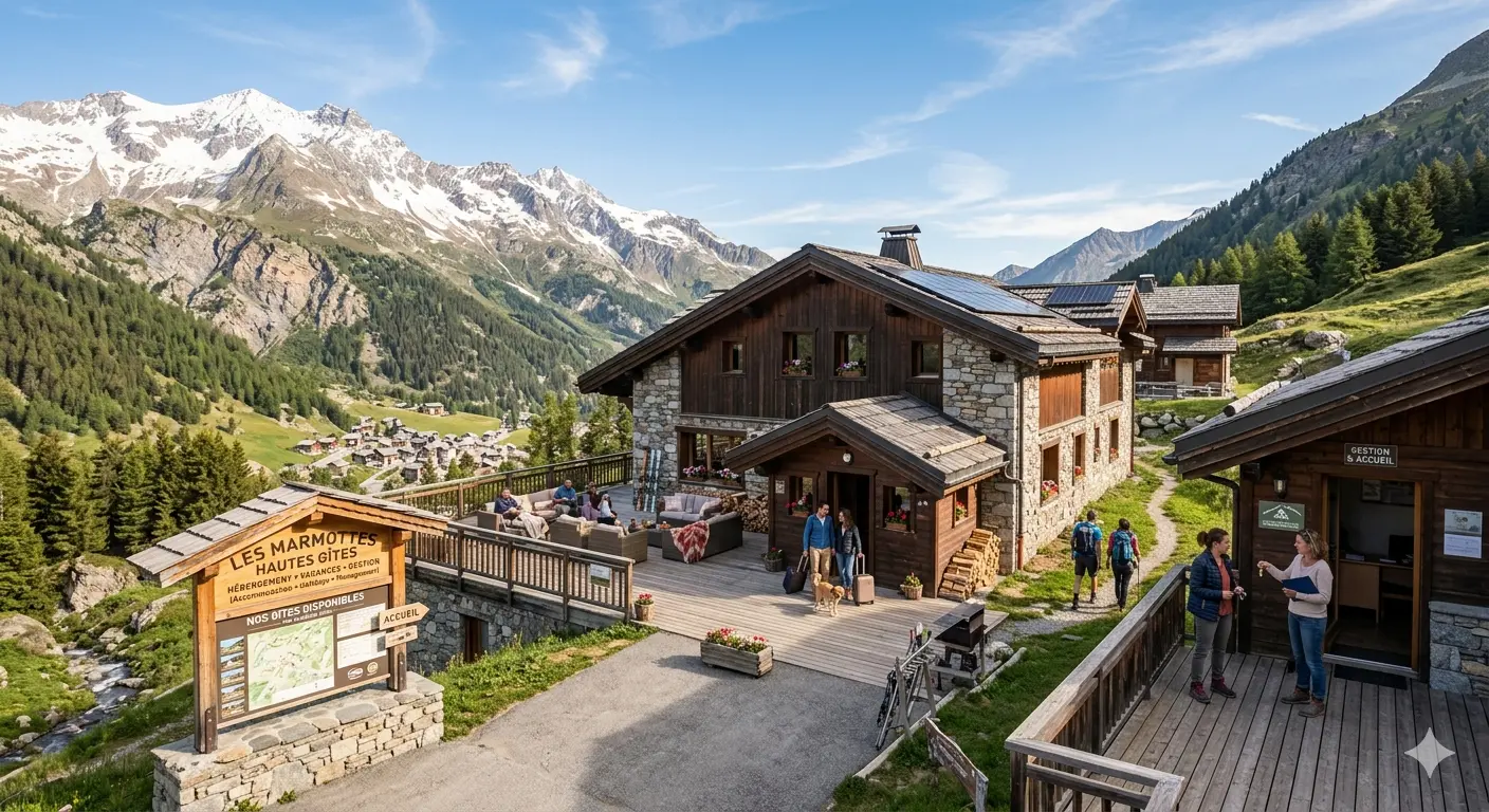 Chalet de montagne Les Marmottes avec panneau Hautes G&icirc;tes